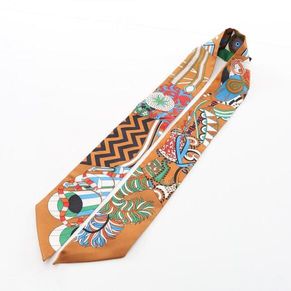 HERMES Brown Silk Scarf - Picture 6 of 6